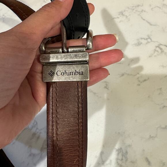 Columbia reversible black brown leather belt size 32 unisex casual versatile - Picture 5 of 7
